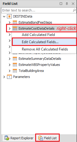 Edit Calculated Fields