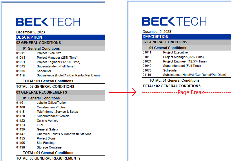 Add Page Break to Your Report