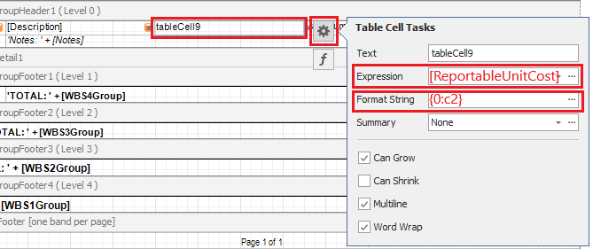 Populate properties for new cell