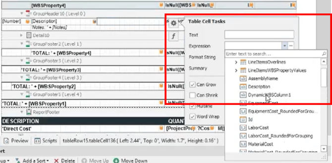 Report_AssignDynamicWBSColumn1toCell