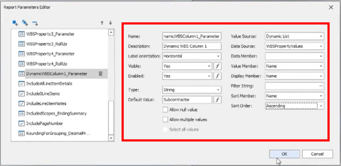 Report_SetValuesforParameter