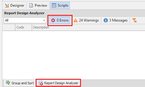 No Errors in Report Design Analyzer