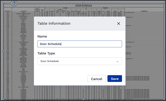 Drawing a table around a schedule