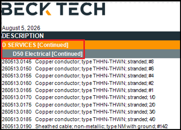 Repeating WBS property groups in the report header