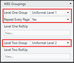 Choose groupings for the report
