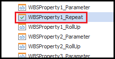 Select the WBSProperty1_Repeat parameter