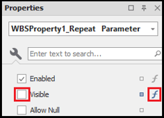 Clear the Visible checkbox and click the Function button