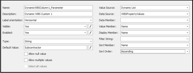 The properties for the new parameter