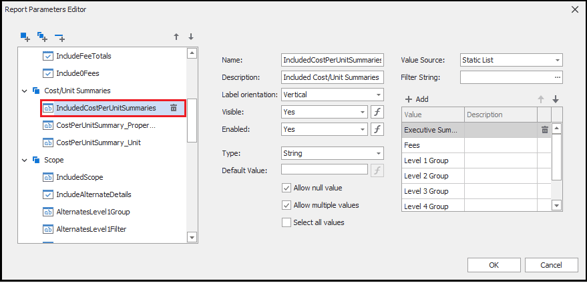Select the IncludedCostPerUnitSummaries group