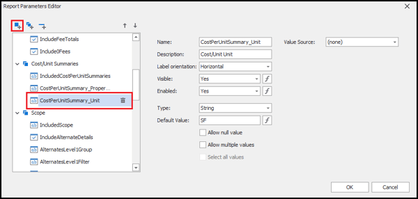 Add a new parameter below CostPerUnitSummary_Unit