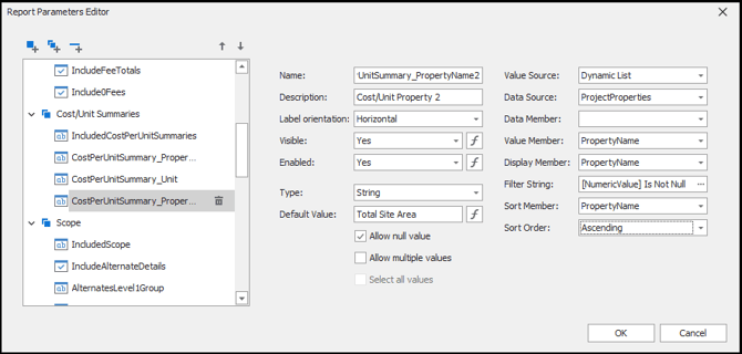 Enter details for the new parameter