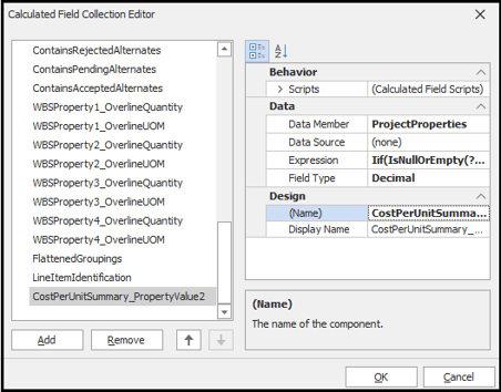 Enter information about the new calculated field