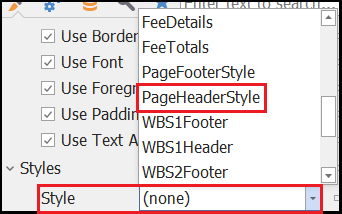 Select PageHeaderStyle