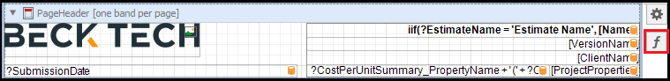 Select the PageHeader band and then the Function button