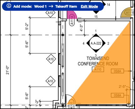 Click each corner of a room to add area takeoff