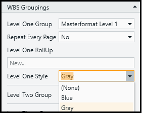 Select one of the style options from the Level One Style list