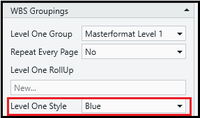 Toggle different styles in WBS Groupings