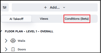 Click the Conditions tab in DESTINI Takeoff