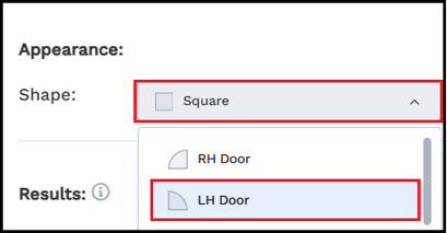 Select a new shape for the door