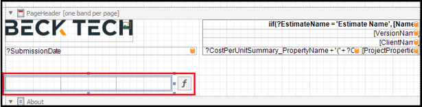 New table to display fees in Page Header