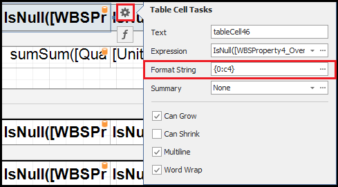 Manually entering a decimal place format in the Format Strings field.