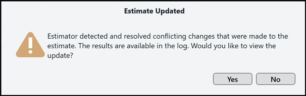 Estimate Updated message