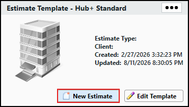 In the template card, click New Estimate