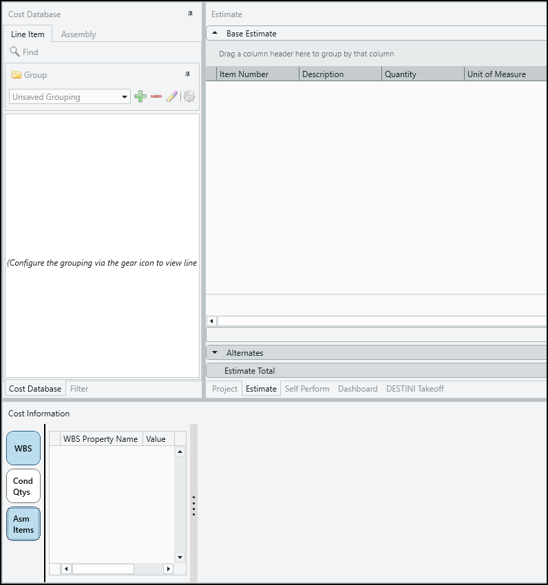 Estimate view ready for line items