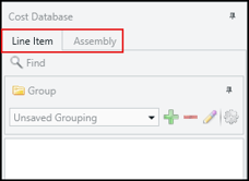 Cost Database view tabs