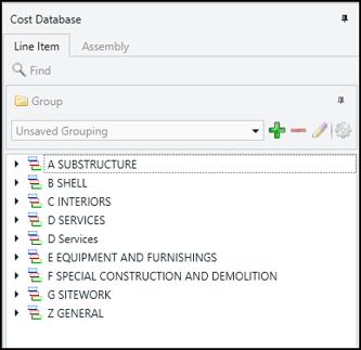Line items grouped by WBS property