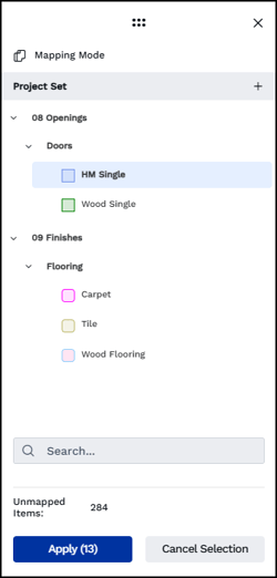 View the number of mapped and unmapped items.
