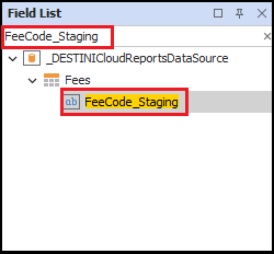 Search for FeeCode_Staging