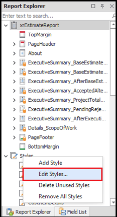Righ-click Styles and select Edit Styles.