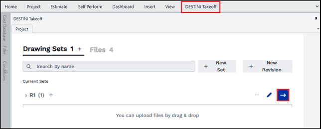 On the DESTINI Takeoff page, click the blue arrow