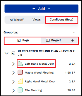 A selected condition in DESTINI Takeoff
