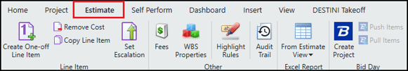 Access the Estimate view