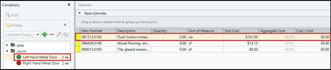 Select a line item and a condition