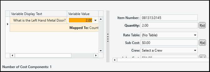 Estimator displays information about the mapping