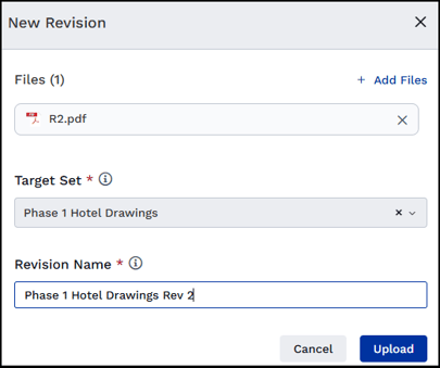 The New Revision dialog box