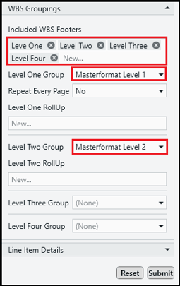 Delete the WBS Footers and choose a Level One Group