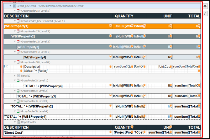 Select the section in Designer