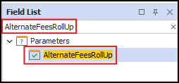 Click AlternateFeesRollUp in Search