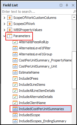 Select the IncludeCostPerUnitSummaries parameter