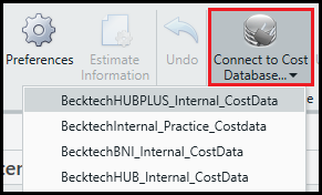 The button in DESTINI Estimator to Connect to a Cost Database